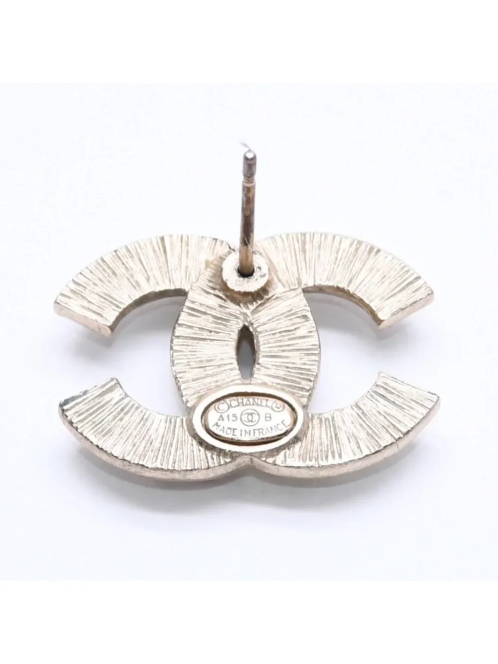 Chanel CC Logo Single Earrings Metal Silver Gold Bicolor